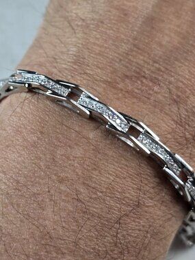 Womens Vintage Estate 14k White Gold Diamond Tennis Bracelet 18.9g E6746